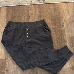 Charcoal Waffle Knit Jogger Pajamas with Button Detail